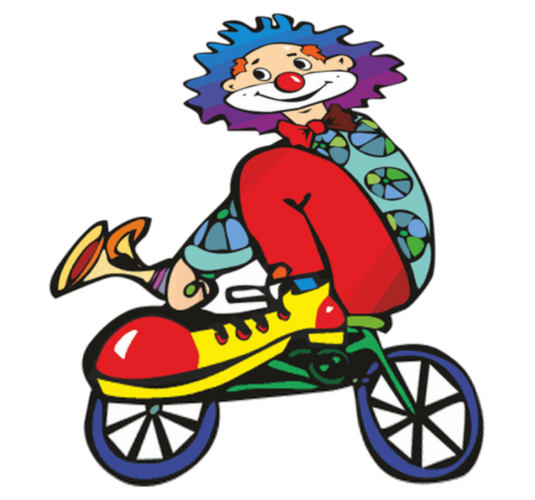 Alfombra vinílica infantil payaso en bicicleta - TenVinilo