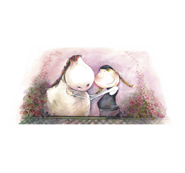 Alfombra vinílica infantil niña y caballo - TenVinilo