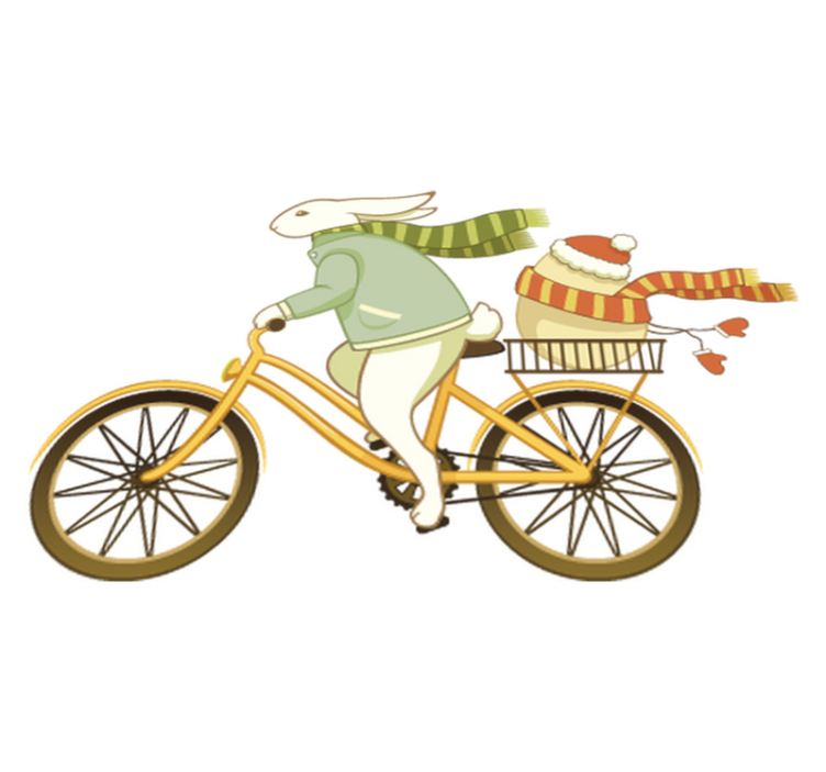 Alfombra vinílica infantil con conejo de pascua en bici - TenVinilo