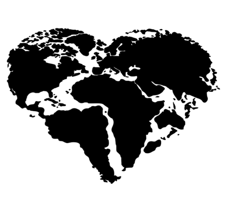 Alfombra vinílica mapamundi pegatina corazón mundo - TenVinilo
