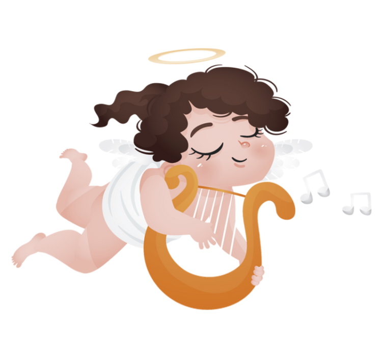 Alfombra vinílica infantil tocando el arpa - TenVinilo