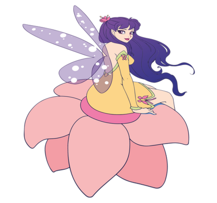 Alfombra vinílica infantil hada linda sobre una flor - TenVinilo