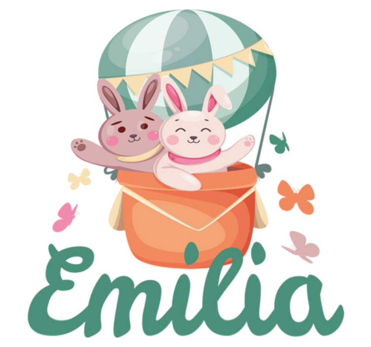 Alfombra vinílica infantil con conejitos en globo - TenVinilo