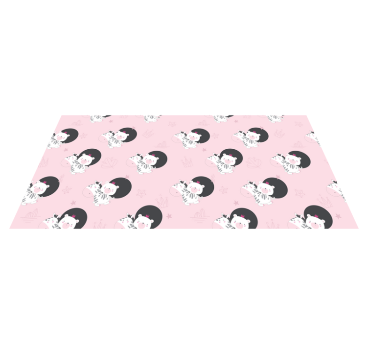 Alfombra vinílica infantil cebra y oso decorativo - TenVinilo