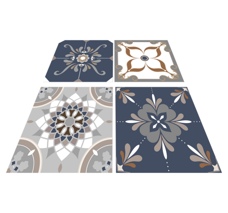 Alfombra vinílica baño flores clásicas - TenVinilo