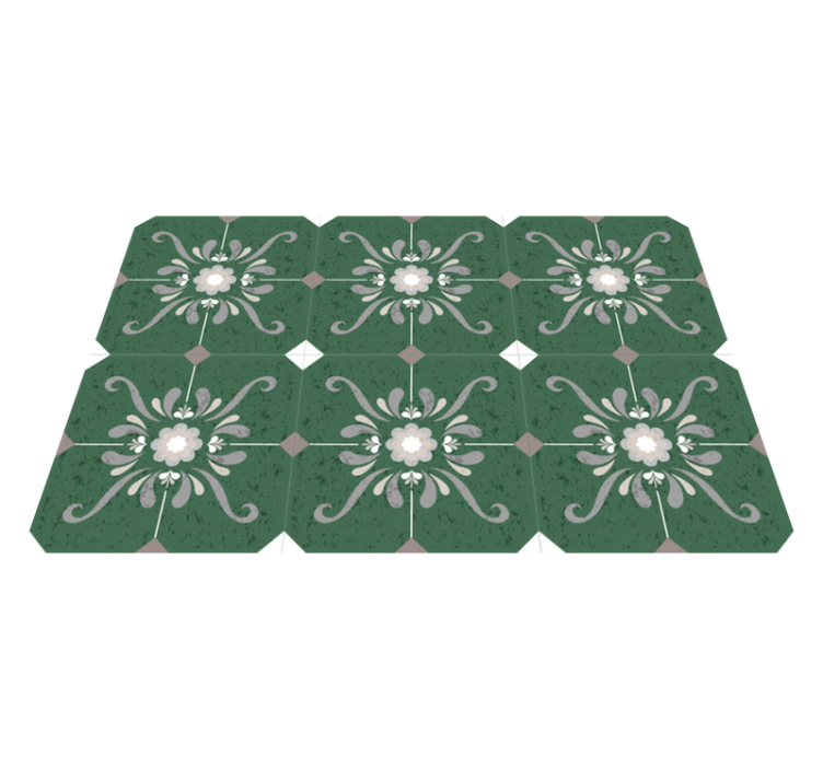 Alfombra vinílica baño azulejos de estilo antiguo - TenVinilo