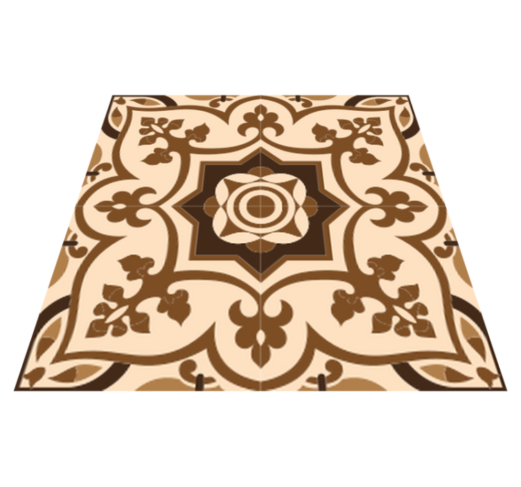 Alfombra vinílica baño patrón azulejos marrón estilo español - TenVinilo