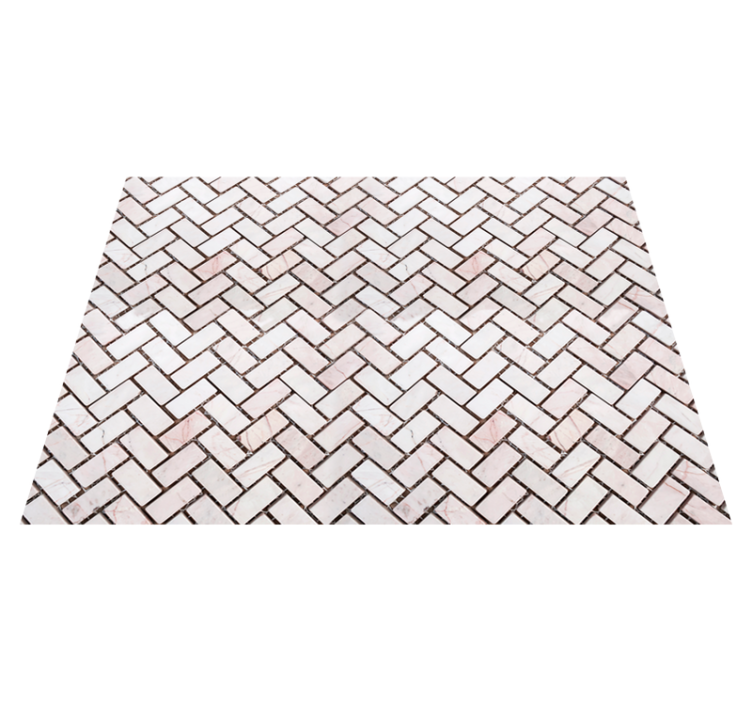 Alfombra vinílica cocina azulejos mármol espiga - TenVinilo
