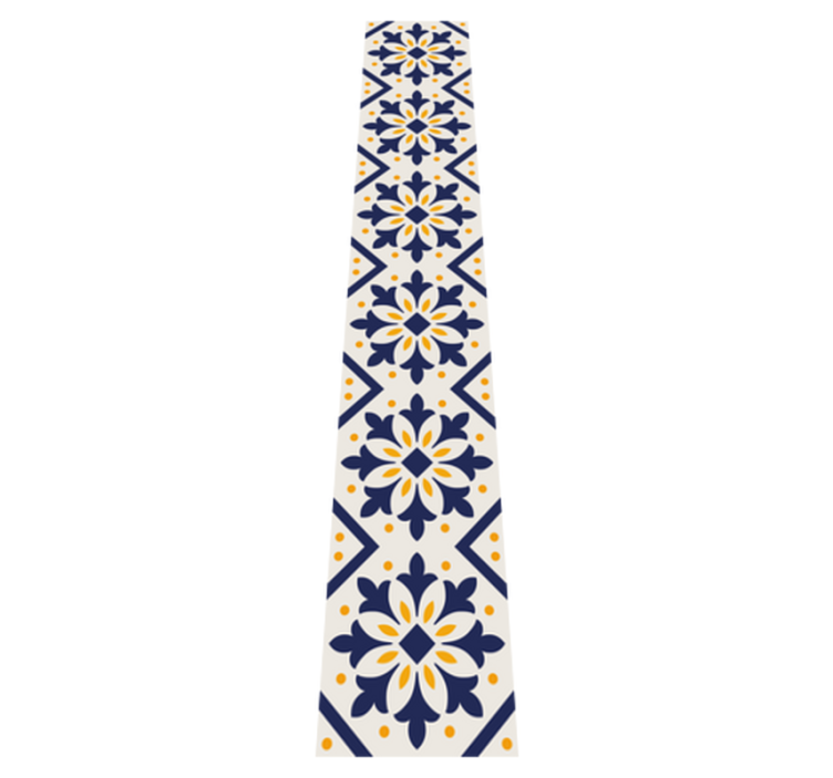 Alfombra vinílica cocina azul con azulejos amarillos - TenVinilo