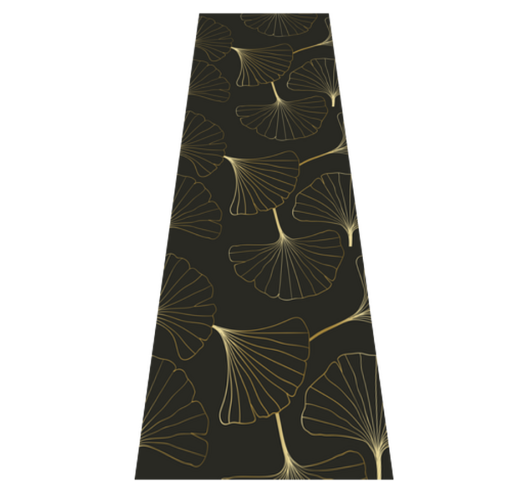 Alfombra vinílica oficina hojas de ginkgo carbón oro - TenVinilo