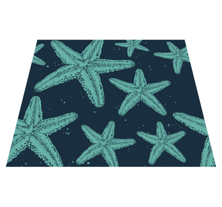 Alfombra vinílica dormitorio estrella de mar azules - TenVinilo