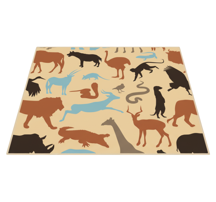 Alfombra vinílica dormitorio siluetas de animales safari - TenVinilo