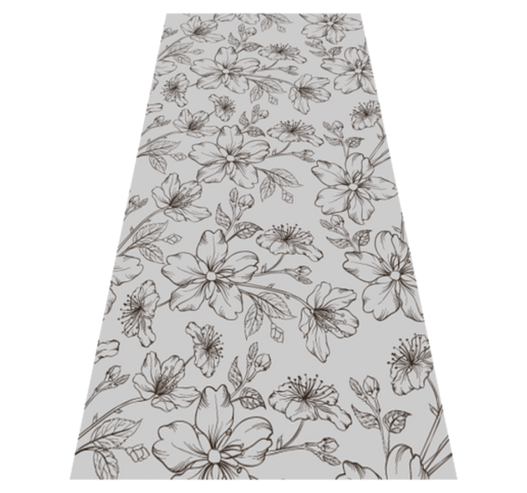 Alfombra vinílica dormitorio flores negras sobre gris - TenVinilo