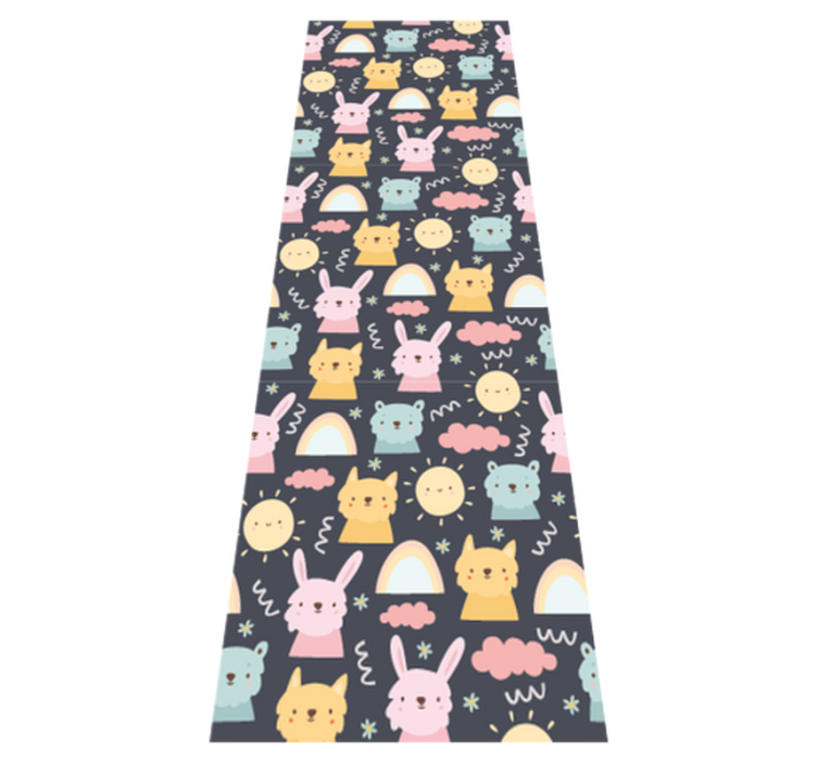 Alfombra vinílica dormitorio animales y arcoíris pastel - TenVinilo