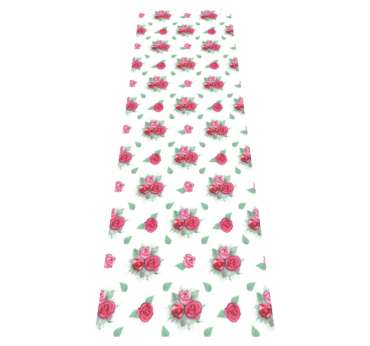 Alfombra vinílica dormitorio patrón de rosas rosas y rojas - TenVinilo