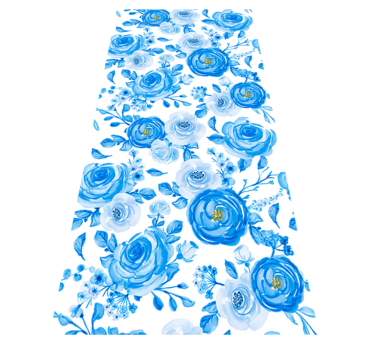 Alfombra vinílica dormitorio flores azules estilo nórdico - TenVinilo