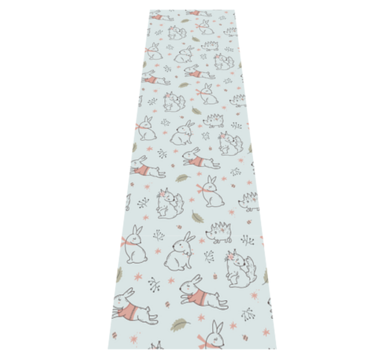 Alfombra vinílica dormitorio flores con ardillas y conejos - TenVinilo