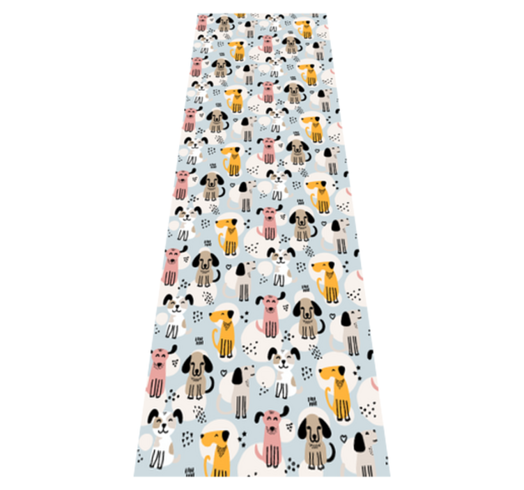 Alfombra vinílica dormitorio perros multicolores fondo azul - TenVinilo