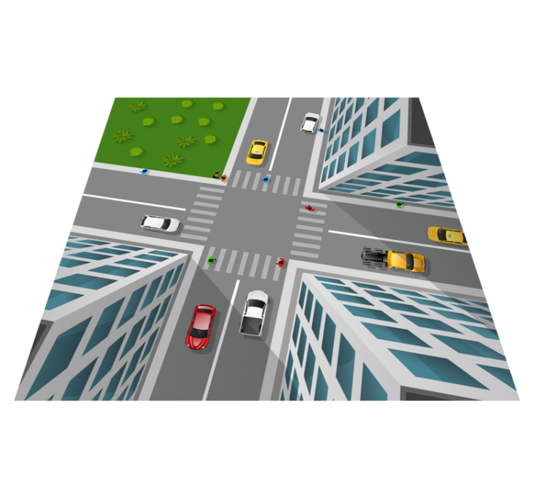 Alfombra vinílica carretera intersección de juego urbano - TenVinilo