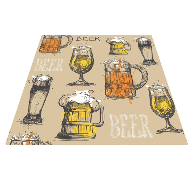 Alfombra vinílica comedor jarras cerveza vintage - TenVinilo