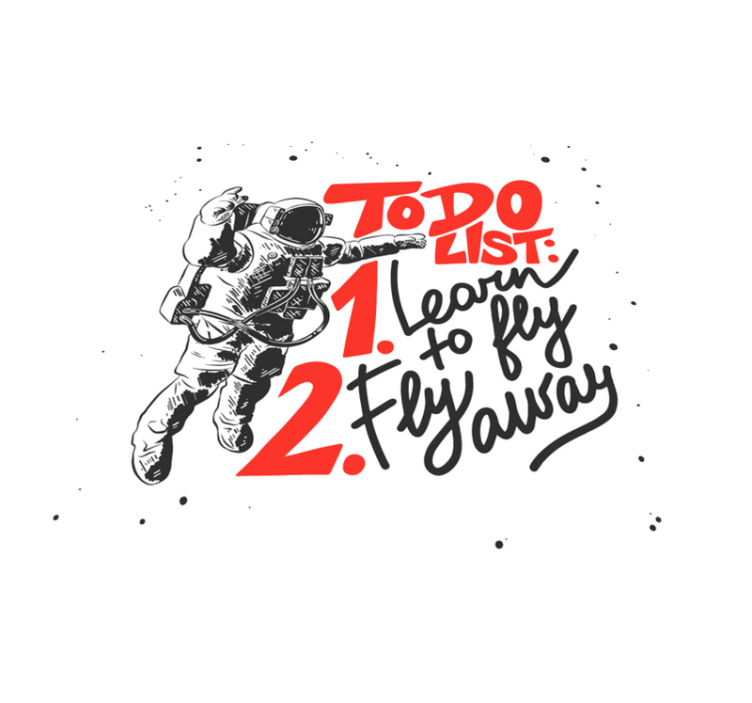 Alfombra vinílica con frase lista de tareas del astronauta - TenVinilo