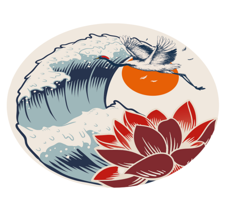 Aflombra vinílica animales grúa océano atardecer - TenVinilo