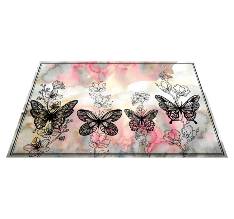 Alfombra vinílica flores patrón floral de mariposa - TenVinilo