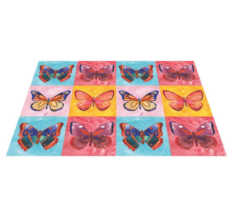 Alfombra vinílica flores conjunto de mariposas de colores - TenVinilo