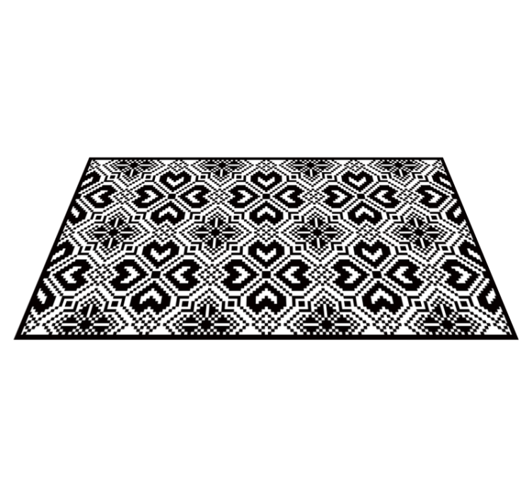 Alfombra vinílica geométrica patrón tribal monocromo - TenVinilo