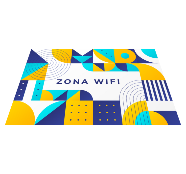 Alfombra vinílica con frase diseño geométrico de zona wifi - TenVinilo