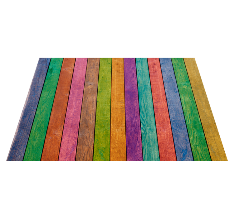 Alfombra vinílica imitación madera diseño colorido - TenVinilo