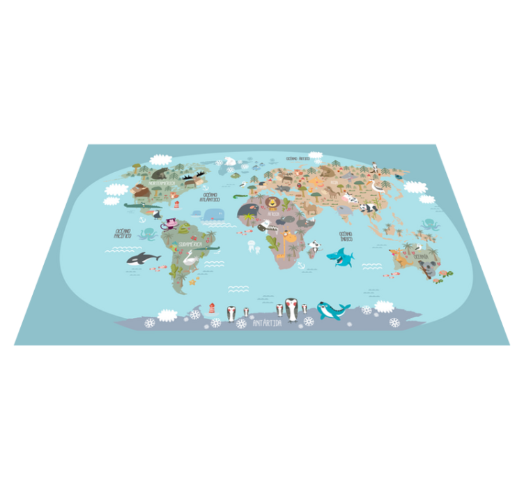 Alfombra de vinilo mapamundi infantil - TenVinilo