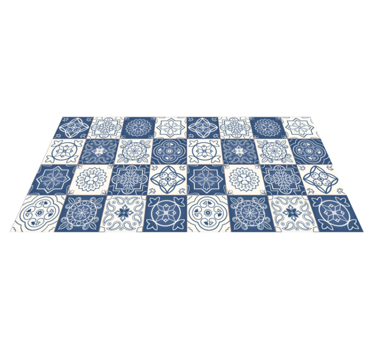 Alfombra vinilo azul con azulejos - TenVinilo