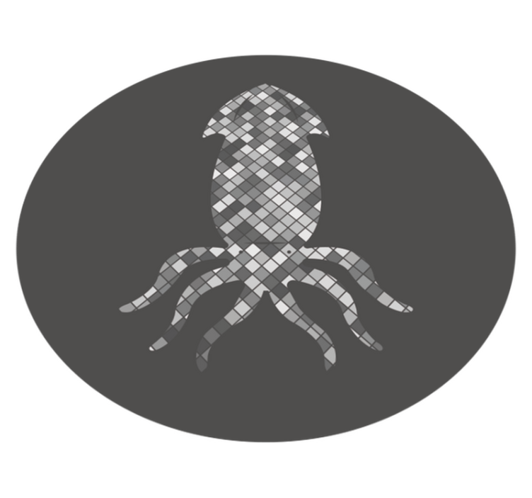 Alfombra vinílica hidráulica silueta de calamar mosaico - TenVinilo