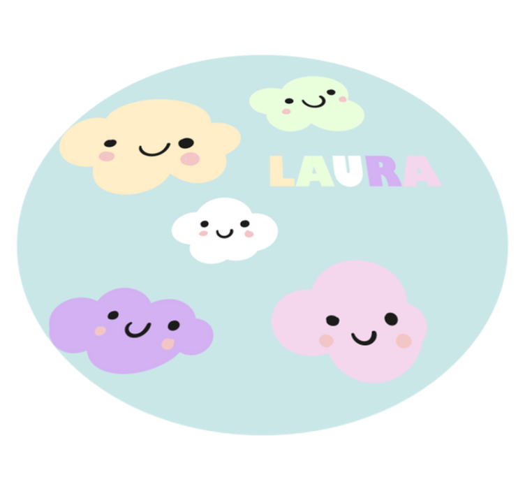 Alfombra vinílica con nombre nubes coloridas - TenVinilo