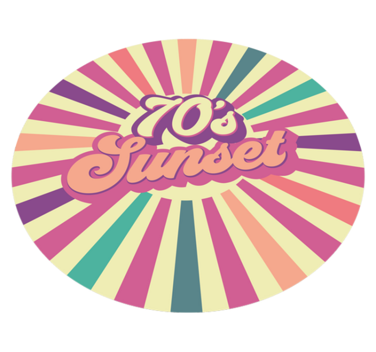 Alfombra vinílica con frase vibes del atardecer 70s - TenVinilo