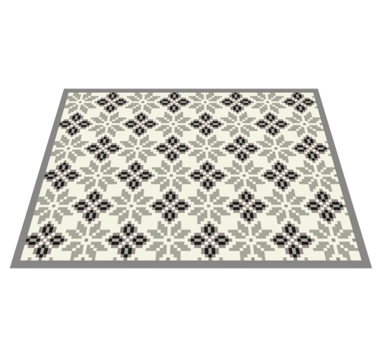 Alfombra vinílica hidráulica patrón de mosaico monocromo - TenVinilo