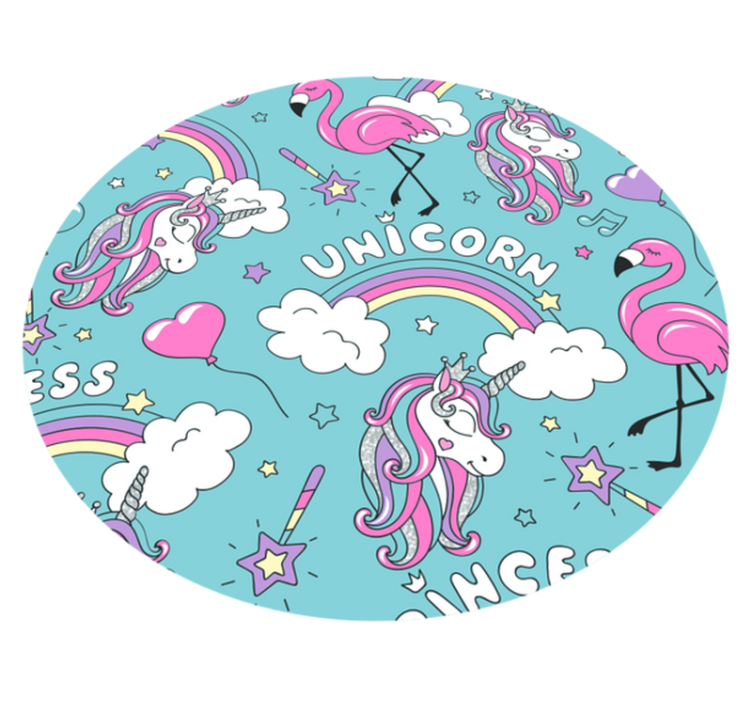 Alfombra vinílica infantil círculo de fantasía de unicornio - TenVinilo