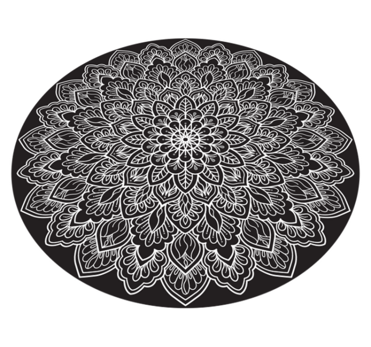 Alfombra vinílica mandala blanco y negro - TenVinilo