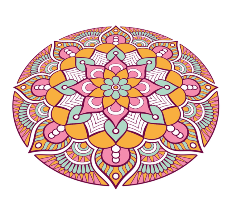 Alfombra vinílica mandala concepto floral animado - TenVinilo