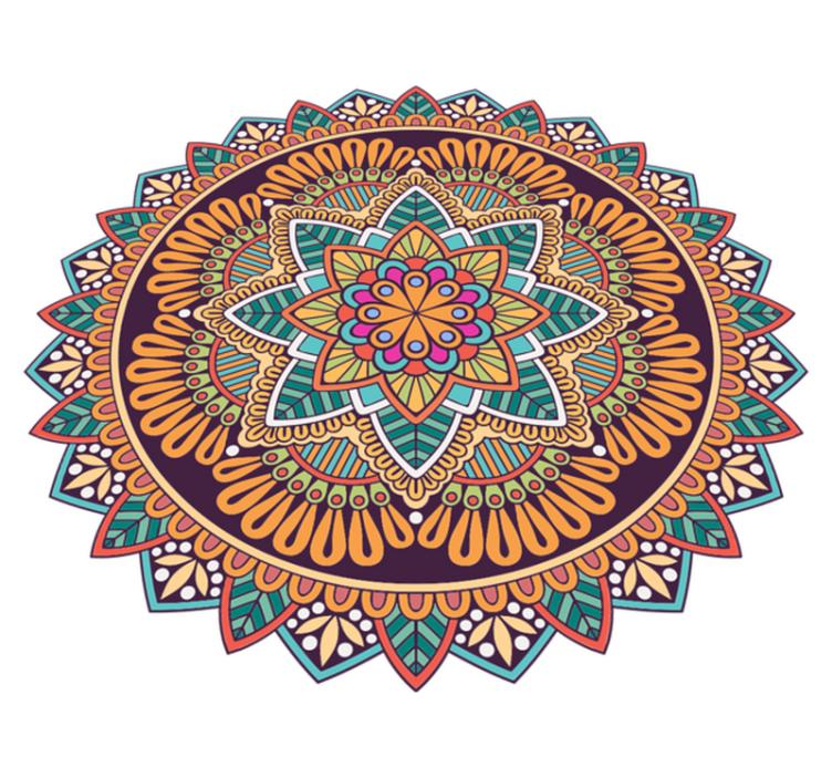 Alfombra vinílica mandala Flor de mandala de colores - TenVinilo