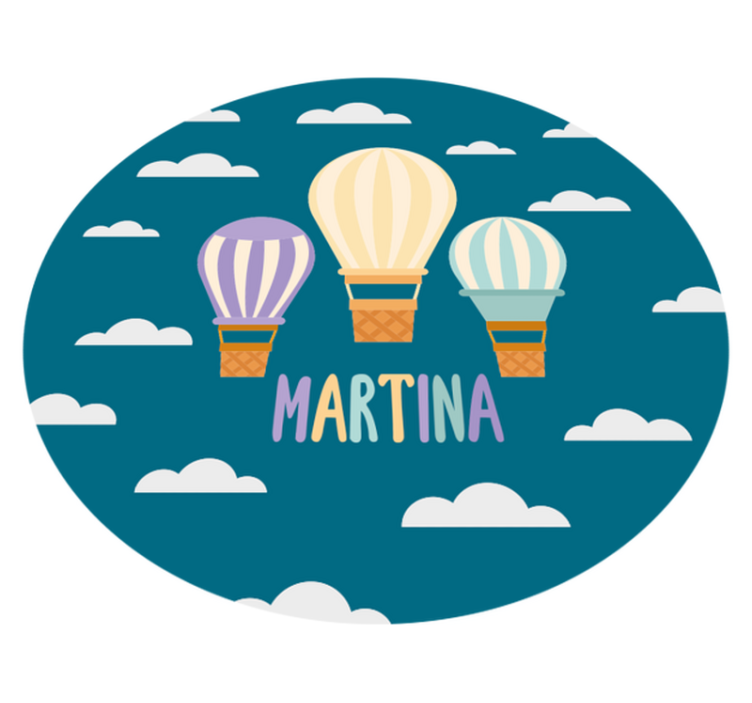 Alfombra vinílica infantil globos aerostáticos con nombre - TenVinilo