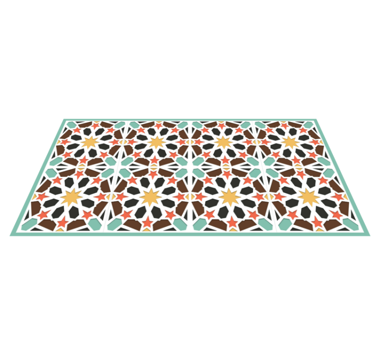 Alfombra vinílica hidráulica azulejos estrellados de colores - TenVinilo