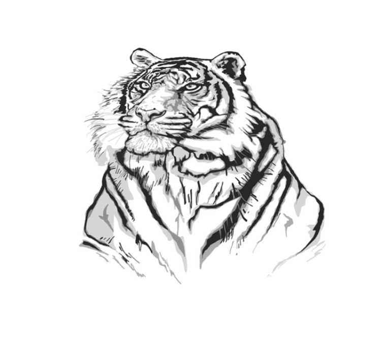 Alfombra vinílica animal print retrato artístico de tigre - TenVinilo