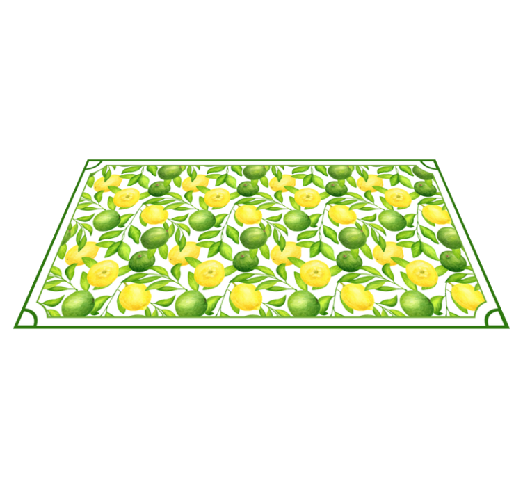 Alfombra vinilo cocina limones verde y amarillo - TenVinilo