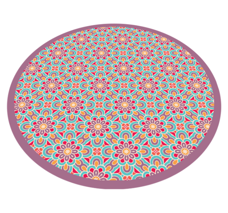Alfombra vinílica mandala con patrón de flores vibrantes - TenVinilo