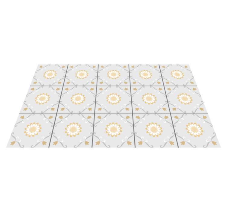 Alfombra vinílica cocina azulejos de flores - TenVinilo