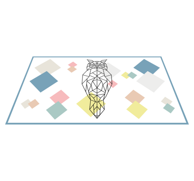 Alfombra vinílica moderna forma de búho de origami - TenVinilo