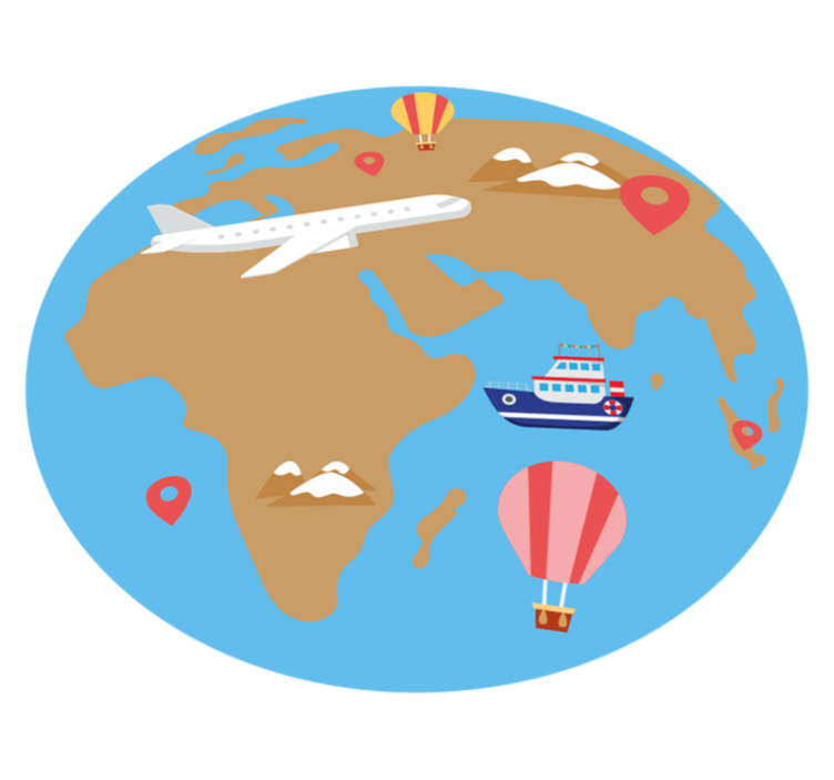 Alfombra vinílica mapamundi aventura inspirada en viajes - TenVinilo