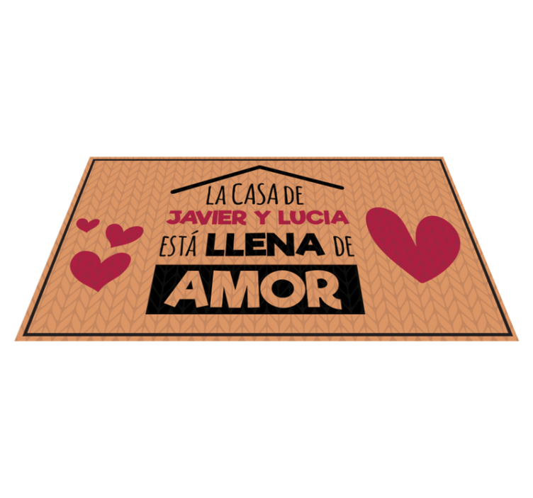 Alfombra vinílica con nombre Casa llena de amor - TenVinilo